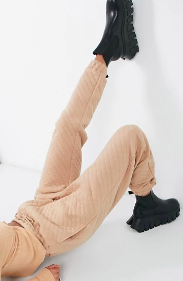 COLLUSION oversized quilted sweatpants in brown