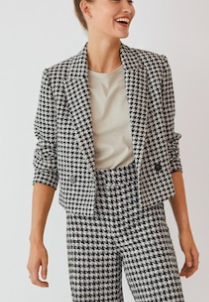 Mango Houndstooth wool-blend blazer