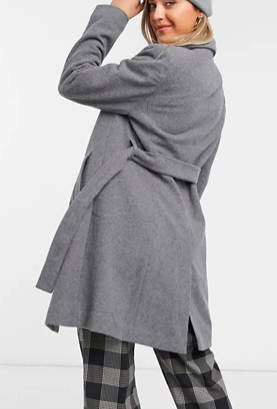 New Look belted formal coat in gray