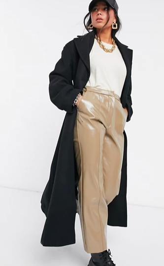 Weekday Sanne organic cotton tailored coat in black