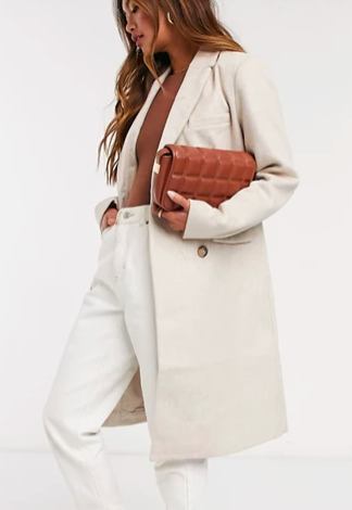 Y.A.S wool coat with double-breasted button closure in cream