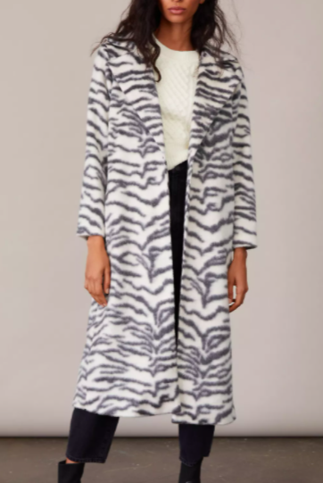 Anthropologie Caroline Zebra-Striped Coat