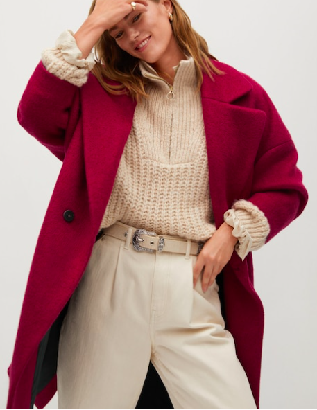 Mango Textured wrap coat