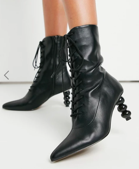 ASOS DESIGN Reward lace up heeled boots with sculptured heel