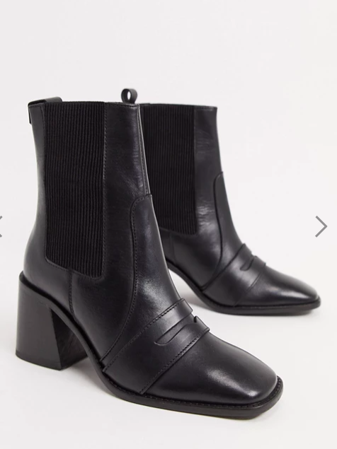 ASOS DESIGN Rocket leather loafer boots in black