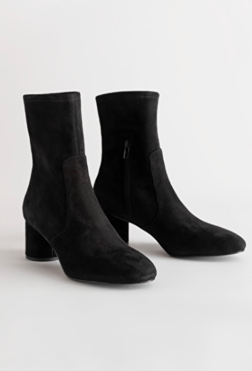 Stories Suede Almond Toe Sock Boots