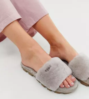 UGG Cozette fluffy slippers in oyster
