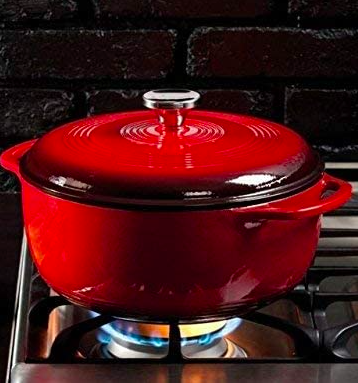 Lodge Enameled Cast Iron Dutch Oven With Stainless Steel Knob and Loop Handles