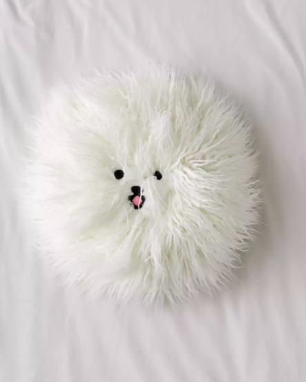 UO Fluffy Puppy Throw Pillow