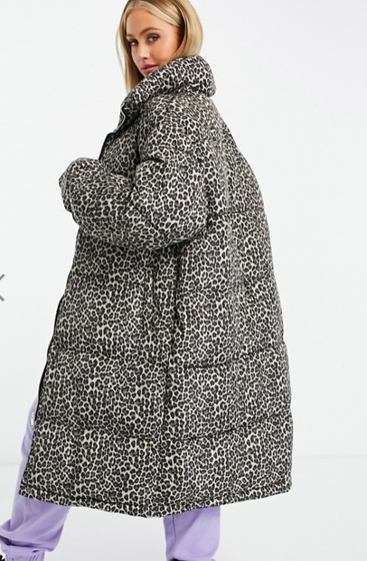 Sixth June oversized puffer jacket in leopard print