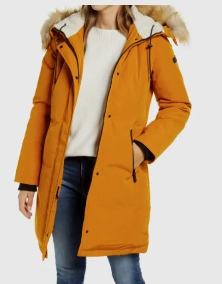 Faux Fur Mustard Padded Coat Shop Mustard Faux Fur Trim Hooded