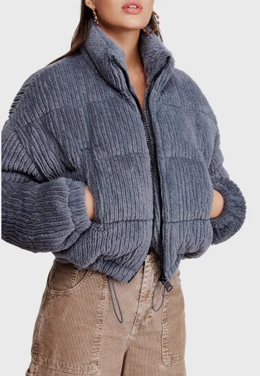 Fluffy Corduroy Crop Puffer Jacket BDG URBAN OUTFITTERS