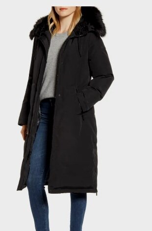 Water Resistant Long Parka with Faux Fur Trim SAM EDELMAN