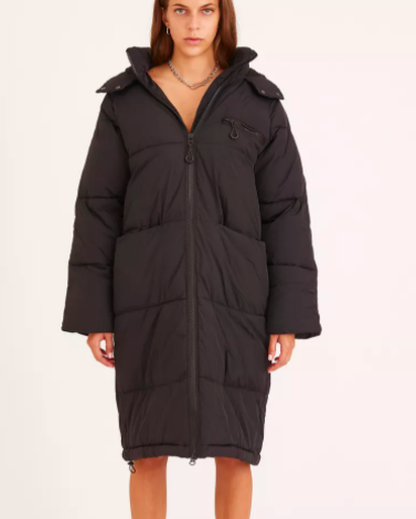 UO Yumi Longline Hooded Puffer Jacket