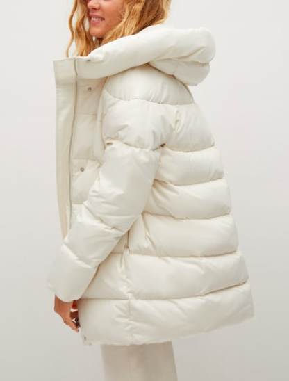 Mango Feather down hooded coat