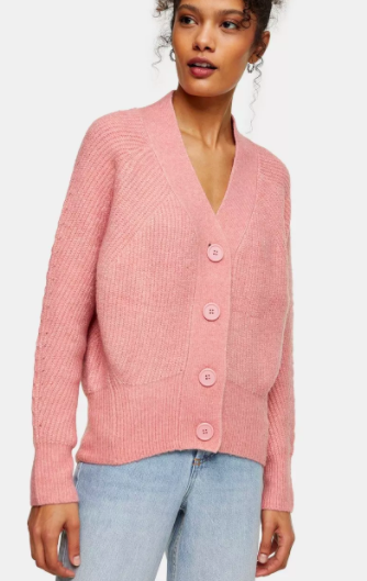 Topshop Pink Pointelle Knitted Cardigan