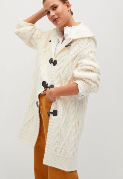 Mango Hooded knitted coat