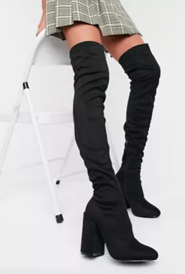 RAID Editta over the knee boots with block heel in black