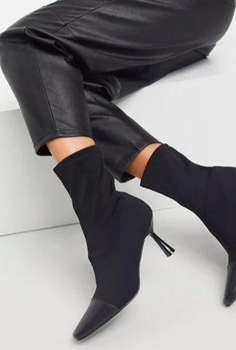 Z_Code_Z Exclusive Alba vegan sock boot with kitten heel in black
