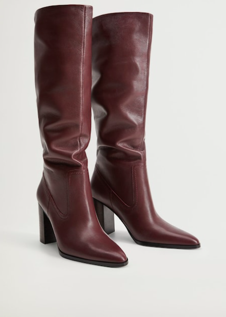 Mango Leather boots with tall leg