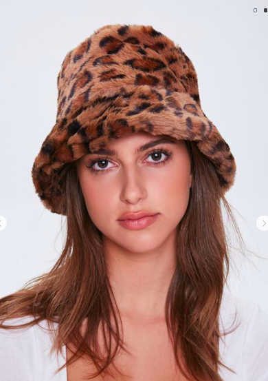 Forever 21 Faux Fur Leopard Print Bucket Hat