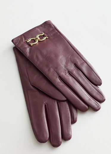 Stories Buckle Embellished Leather Gloves
