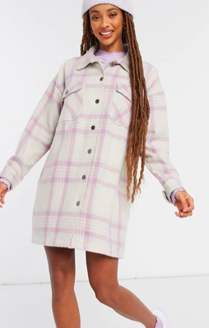 ASOS DESIGN button through midi shirt dress in brushed check