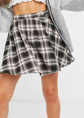Daisy Street mini pleated skirt in vintage check two-piece