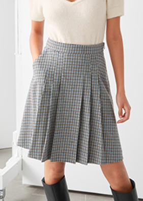 Stories Pleated Wool Blend Mini Skirt