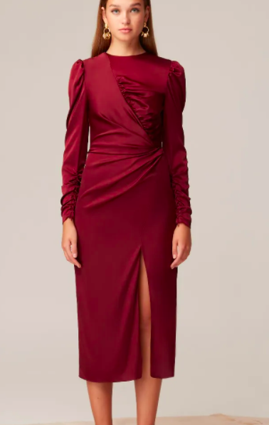 KEEPSAKE  HALFTIME LONG SLEEVE MIDI DRESS CRIMSON