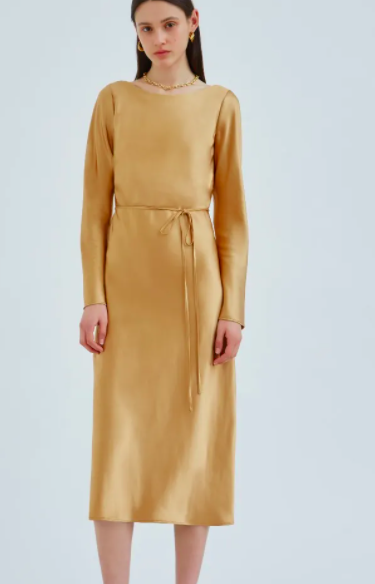 C/MEO COLLECTIVE  ENTWINE MIDI DRESS GOLD