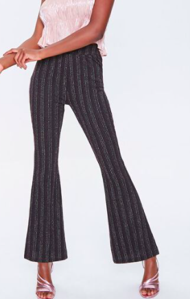 Forever 21 Metallic Pinstriped Flare Pants