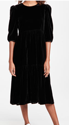 WAYF Channing Tie Back Tiered Midi Dress  