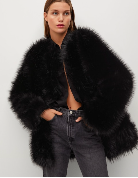 Mango Oversize faux-fur coat