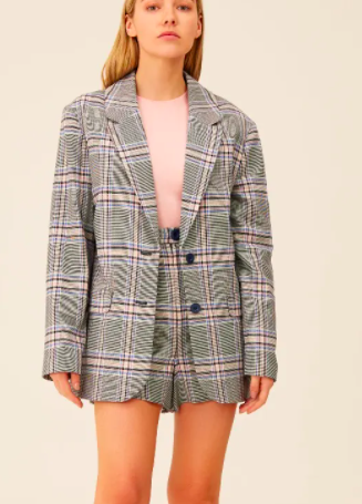 THE FIFTH  DISCOVER BLAZER MIDNIGHT W PINK CHECK