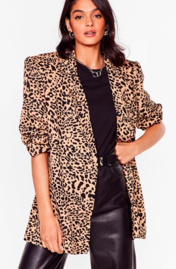 Play the Wild Card Leopard Puff Sleeve Blazer