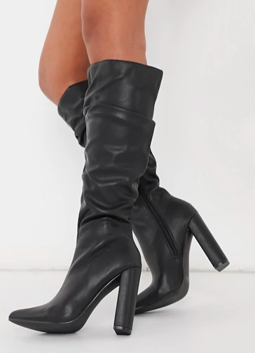 Public Desire Yours black slouchy knee boots in black