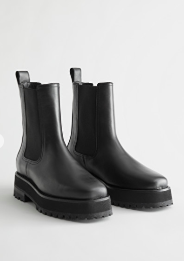 Stories Squared Toe Leather Chelsea Boots