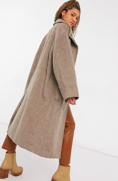 ASOS DESIGN longline oversized maxi coat in gray