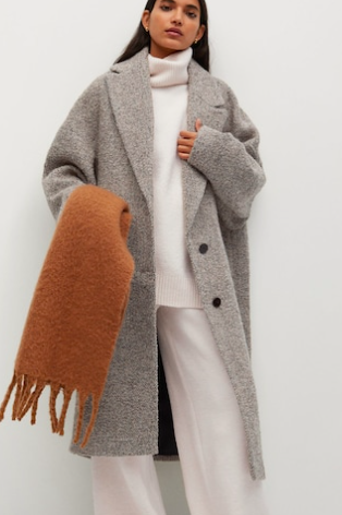 Mango Textured wool-blend coat