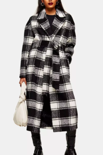 Topshop Black And White Check Coat