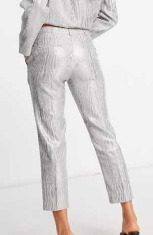ASOS DESIGN Petite moire suit in metallic