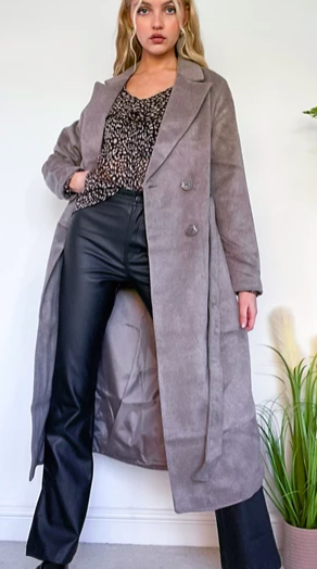 New Look belted formal coat in mink