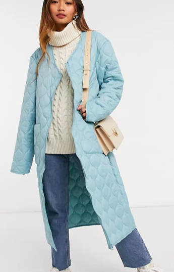 Native Youth oversized long line coat in quilting