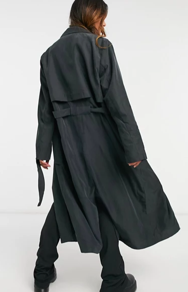 Monki Julie trench coat in black