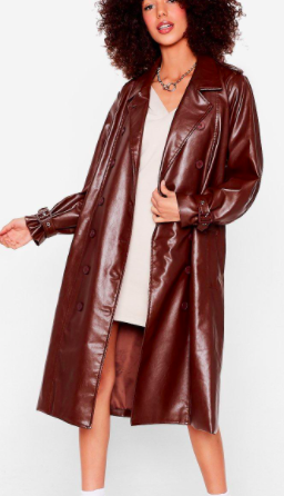 Nasty Gal You Faux Leather Know Belted Trench Coat