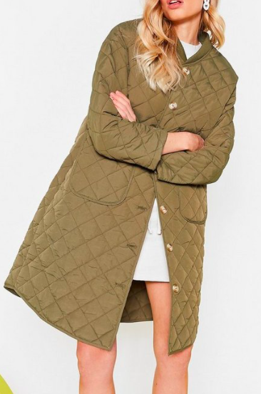 Nasty Gal Layer It on the Line Quilted Longline Coat