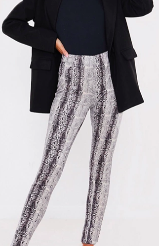 In The Style x Lorna Luxe skinny pants in faux snake print