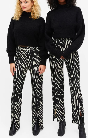 Monki Airy straight leg pants in zebra print