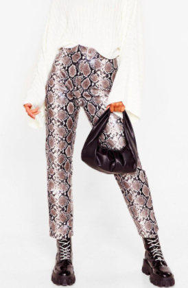 Nasty Gal We'll Snake It Up to You Faux Leather Tapered Pants